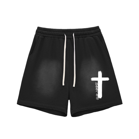 Isaiah 41:10 Sun Fade Raw Edge Cotton Shorts