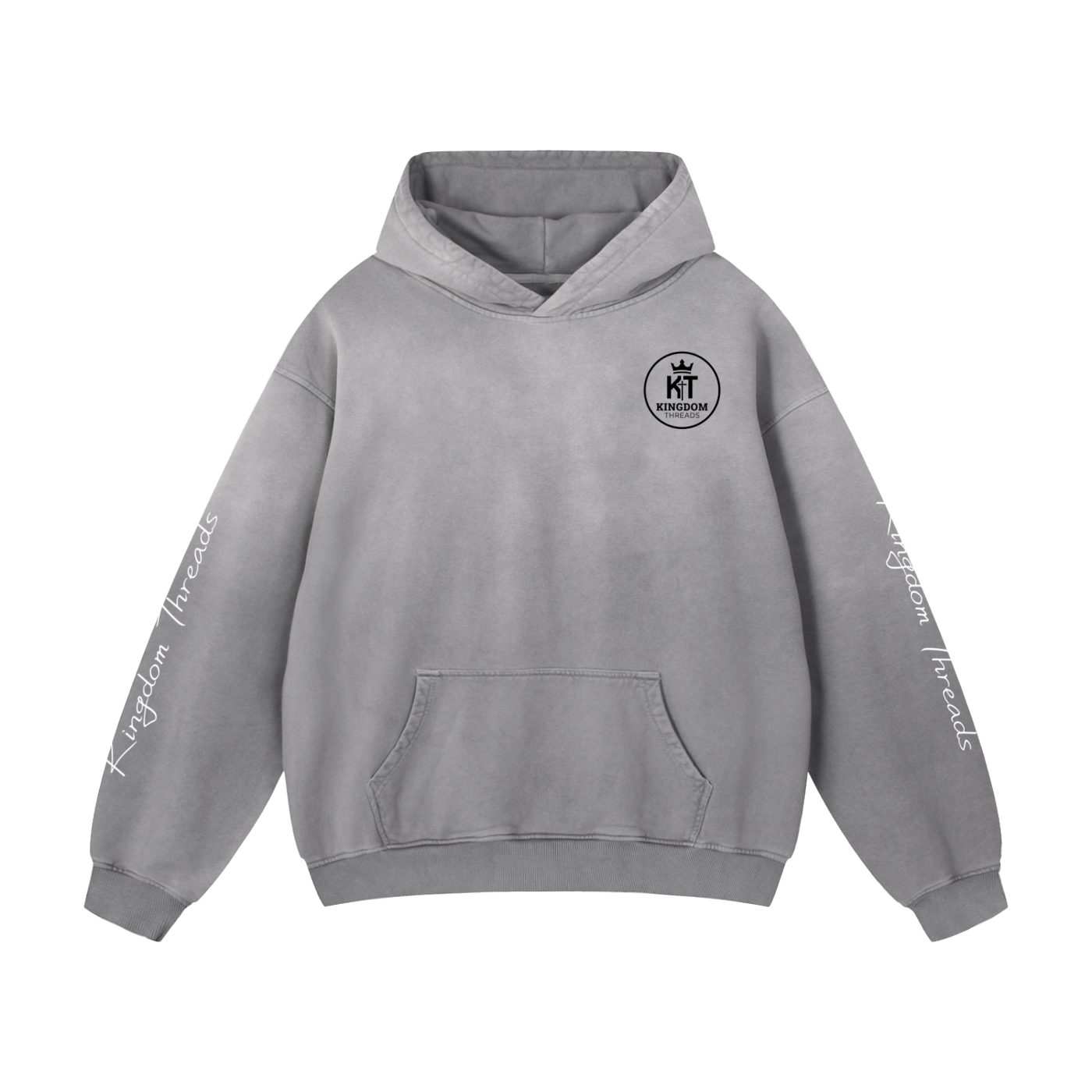 Kingdom Threads Hoodie with logo and sleeve text